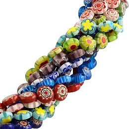 Pandahall Elite 10 Strands 10mm Millefiori Lampwork Glass Beads Flat Round Spacer Bead for Jewelry Making 14.9" (400pcs)