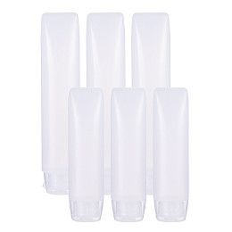 BENECREAT Transparent Cosmetic Soft Tube, Plastic Lotion Shampoo Cream Squeeze Packaging Tube, Screw Lid Flip Cap, White, 13.2x2.8cm; Capacity: about 30~50ml, 6pcs/set