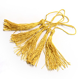 Honeyhandy Polyester Tassel Decorations, Pendant Decorations, Gold, 130x6mm, Tassel: 70~90mm