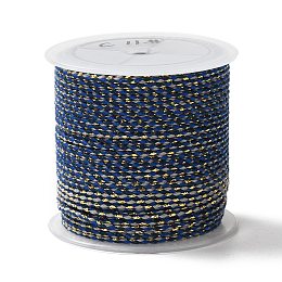 Honeyhandy 4-Ply Cotton Cord, Handmade Macrame Cotton Rope, with Gold Wire, for String Wall Hangings Plant Hanger, DIY Craft String Knitting, Dark Blue, 1.5mm, about 21.8 yards(20m)/roll