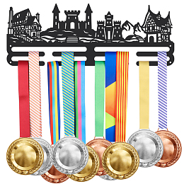 SUPERDANT Cityscapes Medal Hanger Display Holder Middle Earth Landscape Medal Display Rack Iron Wall Mounted Hooks for 40+ Running Sports Awards Ribbon Display Wall Hanging Athlete Gift