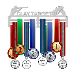 GLOBLELAND Clay Target Theme Iron Medal Hanger Holder Display Wall Rack, with Screws, Target Pattern, 150x400mm