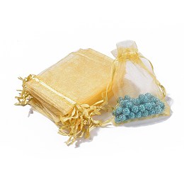 Honeyhandy Organza Gift Bags with Drawstring, Jewelry Pouches, Wedding Party Christmas Favor Gift Bags, Goldenrod, 12x9cm