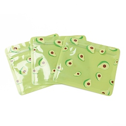 Honeyhandy Plastic Zip Lock Bag, Storage Bags, Self Seal Bag, with Top Seal, Cartoon, Green, Fruit Pattern, 10x10.8x0.15cm, Unilateral Thickness: 2.7 Mil(0.07mm), 100pcs/bag