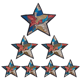 FINGERINSPIRE 7PCS Star Sew on PVC Sequins Patches 3 Size Glittered Star Appliques with Non-Woven Felt Fabric Sewing Appliques Embellishments for Clothing Jackets Backpack Repairing Decoration