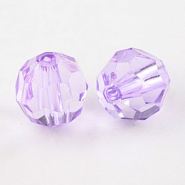 Honeyhandy Transparent Acrylic Beads, Faceted Round, Medium Purple, about 12mm in diameter, hole: 2mm, about 568pcs/500g
