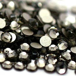 Honeyhandy Glass Flat Back Rhinestone, Grade A, Back Plated, Faceted, Half Round, Black Diamond, 3.8~4mm, about 1440pcs/bag