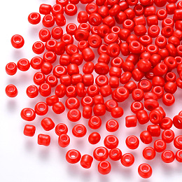 Honeyhandy 12/0 Baking Paint Glass Round Seed Beads, Red, 1.5~2x1.5mm, Hole: 0.5~1mm, about 30000pcs/pound