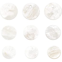 BENECREAT 240pcs 12/15/20mm Natural Mother of Pearl Shell Pendants Mini Flat Round Disc Coin Seashells Pendants for DIY Necklaces Jewelry Making Accessories