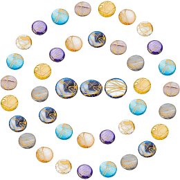 SUNNYCLUE 1 Box 128Pcs 8 Colors Colorful Shell Beads Flat Round Natural Freshwater Seashell Drawbench Beads Charms Ocean Beach Hawaii Style for Jewelry Making DIY Earrings Necklaces Findings