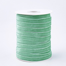 Honeyhandy Single Face Velvet Ribbon, Medium Aquamarine, 3/8 inch(9.5~10mm), about 50yards/roll(45.72m/roll)