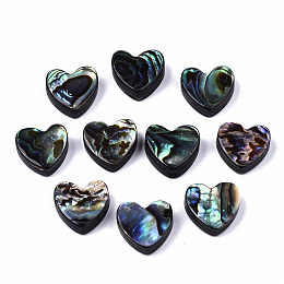Honeyhandy Natural Abalone Shell/Paua Shell Beads, Heart, Colorful, 10x10.5x3.5mm, Hole: 1mm