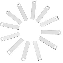 Arricraft 24 Pcs 4 Styles Stainless Steel Blank Stamping Tags, 1.97×0.39" Flat Rectangle Charms Pendants for Jewelry Making