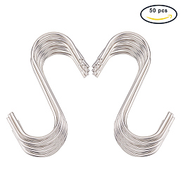 BENECREAT 50 Pack S Shaped Hanging Hooks 3.5" Hangers Stainless Steel Heavy-Duty Hangers for Kitchen, Bathroom, Bedroom and Office