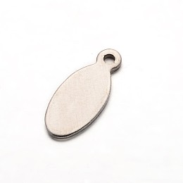 Honeyhandy 304 Stainless Steel Stamping Blank Tag Pendants, Oval Charms, Stainless Steel Color, 16x7x1mm, Hole: 1.5mm