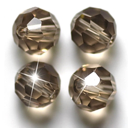 Honeyhandy Imitation Austrian Crystal Beads, Grade AAA, Faceted, Round, Gray, 10mm, Hole: 0.9~1mm