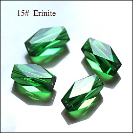 Honeyhandy Imitation Austrian Crystal Beads, Grade AAA, Faceted, Column, Green, 8x5.5mm, Hole: 0.7~0.9mm