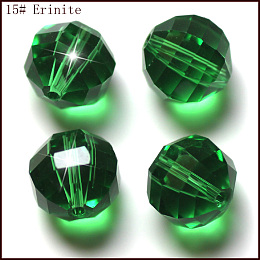 Honeyhandy Imitation Austrian Crystal Beads, Grade AAA, Faceted, Round, Green, 10mm, Hole: 0.9~1mm