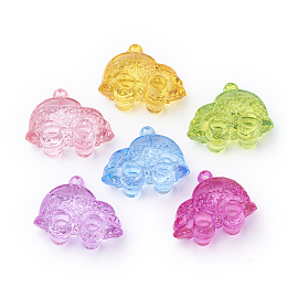 Honeyhandy Transparent Acrylic Pendants, Car, Mixed Color, 36x44x20.5mm, Hole: 3mm, about 35pcs/500g