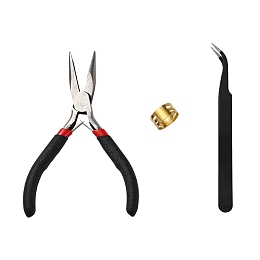 Honeyhandy 3Pcs Jewelry Tool Sets, for buckling, open and close jump rings, Including  Needle Nose Plier, Tweezer and jump ring opener , Mixed Color, 1pc/style