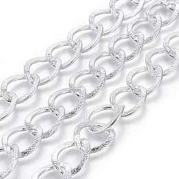 ARRICRAFT Aluminium Twisted Chains Curb Chains, Unwelded, Silver Color, Link: about 20x15x1.8mm