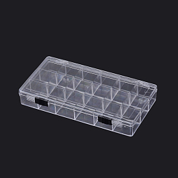 Honeyhandy Plastic Bead Storage Containers, 18 Compartments, Rectangle, Clear, 20.5x11.5x3cm