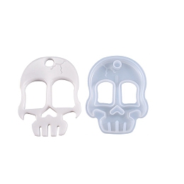 Honeyhandy Self Defense Silicone Molds, Resin Casting Molds, for Self Defense Finger Weapons Skull Keychains Molds, White, 85x65x10mm, Hole: 9mm, Inner Diameter: 79x60mm