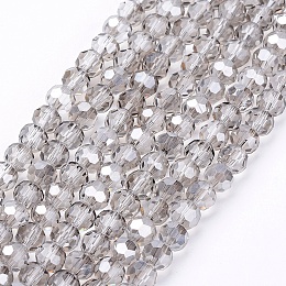 Honeyhandy Glass Beads Strands, Faceted, Round, Gainsboro, 6mm, Hole: 1mm, about 98~100pcs/strand, 21.5 inch