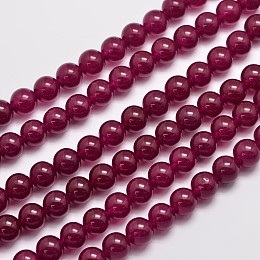 Honeyhandy Natural & Dyed Malaysia Jade Bead Strands, Round, Medium Violet Red, 8mm, Hole: 1.0mm, about 48pcs/strand, 15 inch