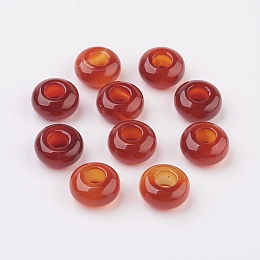 Honeyhandy Natural Carnelian European Beads, Large Hole Beads, Rondelle, 14x7~8mm, Hole: 6mm