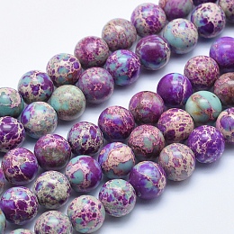 Honeyhandy Natural Imperial Jasper Beads Strands, Dyed, Round, Blue Violet, 6mm, Hole: 1mm, about 62pcs/strand, 15.5 inch