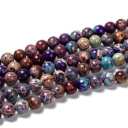 Honeyhandy Natural Imperial Jasper Beads Strands, Dyed, Round, Blue Violet, 8mm, Hole: 1mm, about 48pcs/strand, 15.5 inch.