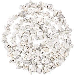 NBEADS 320pcs/Strand Natural Howlite Gem Chips Beads Strands, Length 4-10mm Crushed White Gemstone Stone Loose Beads for Jewelry Making Craft Design, 35.4" Length