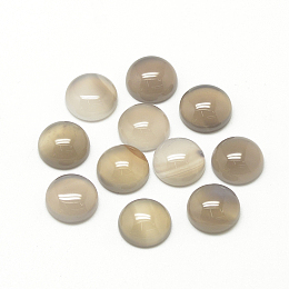 Honeyhandy Natural Gray Agate Cabochons, Half Round/Dome, 6x3~4mm