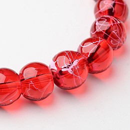 Honeyhandy Drawbench Transparent Glass Round Beads Strands, Spray Painted, FireBrick, 8mm, Hole: 1.3~1.6mm, about 100pcs/strand, 31.4 inch