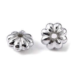 Honeyhandy Silver Plating Acrylic Spacer Beads, Flower, Silver Color, about 6mm in diameter, 3mm thick, hole: 1mm