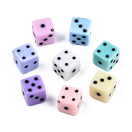 Honeyhandy Opaque Acrylic Beads, Dice, Mixed Color, 10x10x10mm, Hole: 1.5mm