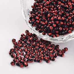 Honeyhandy 8/0 Opaque Colours Seep Glass Beads, Round Seed Beads, FireBrick, 2.5~3x2~3mm, Hole: 0.8mm, about 1666pcs/50g