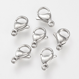 Honeyhandy 304 Stainless Steel Lobster Claw Clasps, Parrot Trigger Clasps, Stainless Steel Color, 9x6x3mm, Hole: 2mm