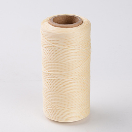 Honeyhandy Flat Waxed Polyester Cords, Creamy White, 1x0.3mm, about 284.33 yards(260m)/roll