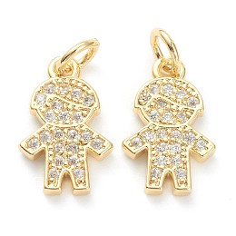 Honeyhandy Brass Micro Pave Clear Cubic Zirconia Pendants, Long-Lasting Plated, Boy, Real 18K Gold Plated, 14x9x1.5mm, Hole: 3.4mm