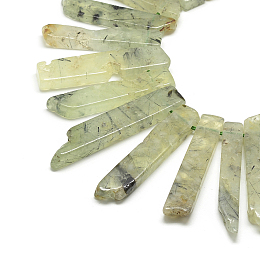 Arricraft Natural Prehnite Beads Strands, Top Drilled Beads, Rectangle, 20~65x7~15x6~10mm, Hole: 2mm, about 40~45pcs/strand, 15.7 inches