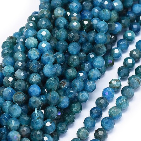 ARRICRAFT Natural Apatite Beads Strands, Faceted, Round, 5.5~6mm, Hole: 1mm, about 60pcs/strand, 15 inches(38.3cm)