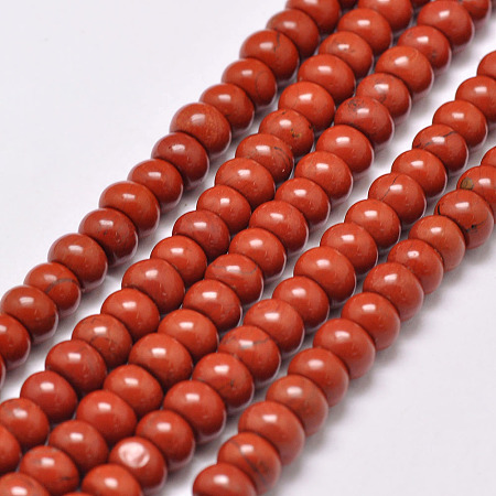 ARRICRAFT Natural Red Jasper Beads Strands, Rondelle, Grade A, Red, 6x4mm, Hole: 1mm, about 90pcs/strand, 15.1 inches