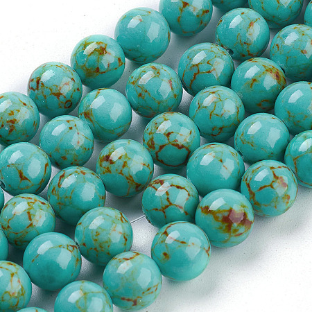 Arricraft Synthetic Turquoise Beads Strands, Dyed, Round, Pale Turquoise, 10mm, Hole: 1mm, about 40pcs/strand, 15.7
