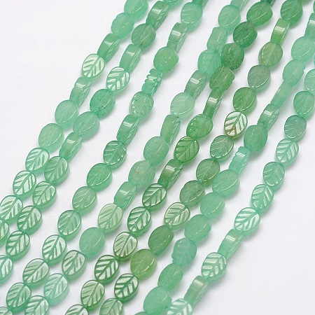 ARRICRAFT Natural Green Aventurine Beads Strands, Leaf, 8x6x3.5mm, Hole: 1mm, about 48pcs/strand, 15.5 inches