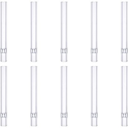 SUPERFINDINGS 10Pcs Clear Borosilicate Blowing Tubes 105mm Glass Tube Stems Drying Tube for Scientific Experiment Equipment，4