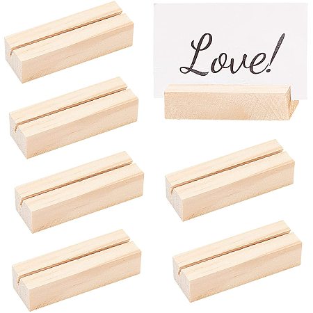 OLYCRAFT 20PCS Wood Place Card Holders Wood Name Card Holder Table Number Stands for Wedding Party Events Decoration Double Side Display Mini Blackboard