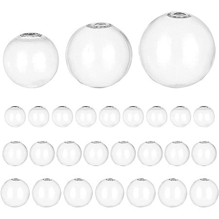 PandaHall Elite 32pcs Mini Glass Globe Bottle Globe Hollow Ball Wish Glass Ball Bottle Crystal Glass Dome Cover Blown Glass Beads for DIY Jewelry Pendant Earring Craft Making, 20/25/30mm