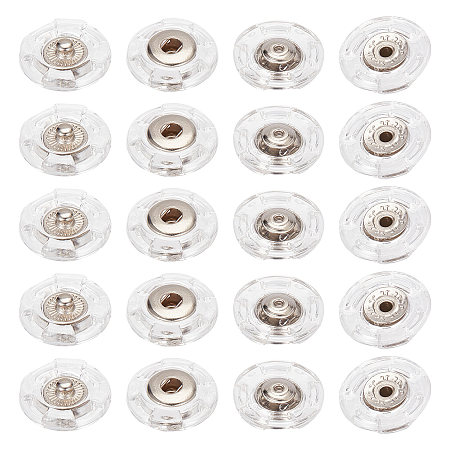 Gorgecraft 25Pcs Plastic Snap Button, Garment Buttons, Flat Round, Clear, 18x5mm